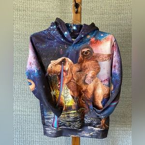 Funnycokid Unisex Sloth Dinosaur Hoodie XXL